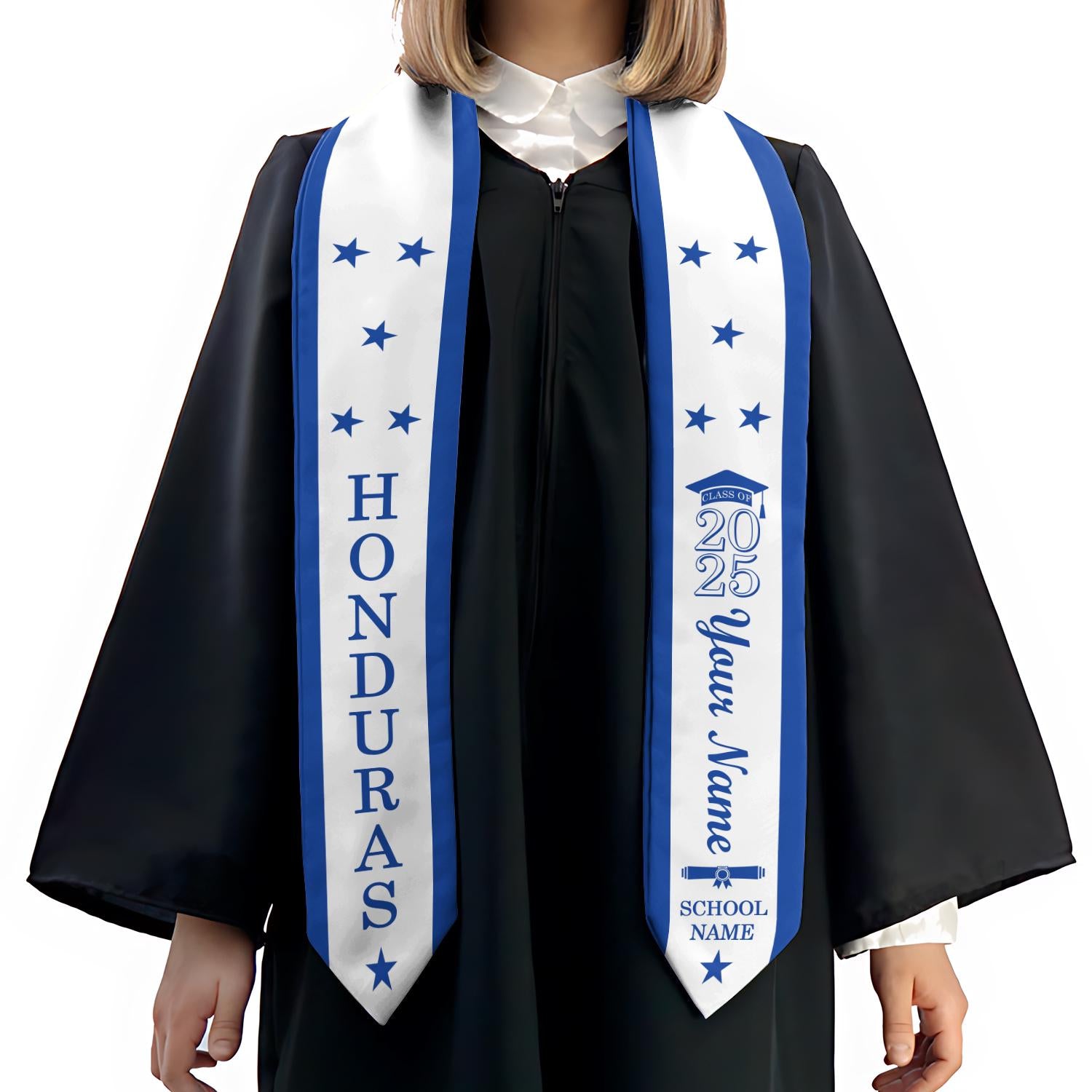 Personalized Honduras Graduation Sash,Honduras American Flag Graduation Sash,Graduation Class Of 2025 Honduran Stole,Honduran Stole 2025
