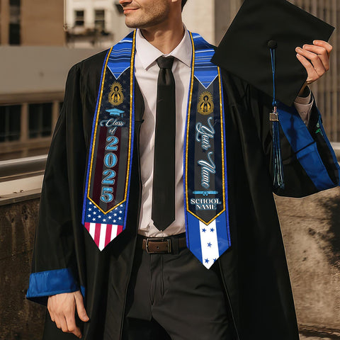 Personalized Honduras Graduation Sash,Honduras American Flag Graduation Sash,Graduation Class Of 2025 Honduran Stole,Honduran Stole 2025
