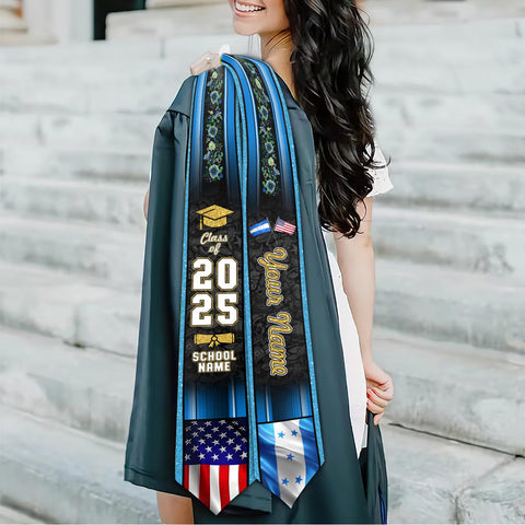 Personalized Honduras Graduation Sash,Honduras American Flag Graduation Sash,Graduation Class Of 2025 Honduran Stole,Honduran Stole 2025