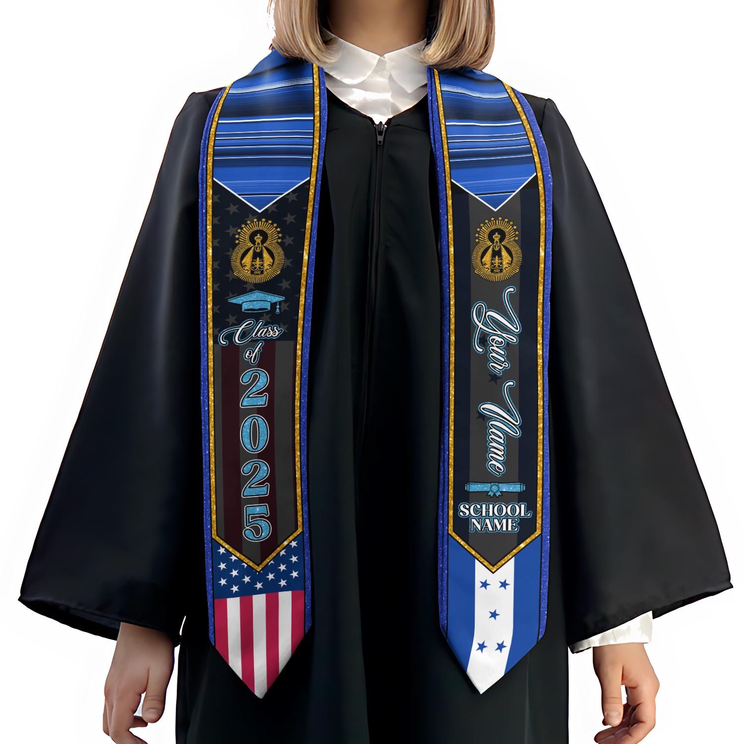 Personalized Honduras Graduation Sash,Honduras American Flag Graduation Sash,Graduation Class Of 2025 Honduran Stole,Honduran Stole 2025