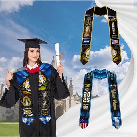 Personalized Honduras Graduation Sash,Honduras American Flag Graduation Sash,Graduation Class Of 2025 Honduran Stole,Honduran Stole 2025