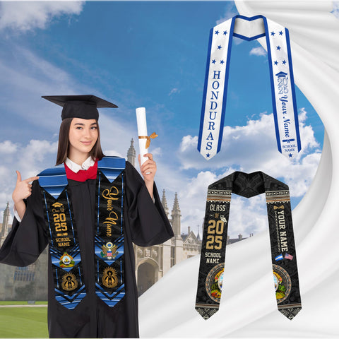 Personalized Honduras Graduation Sash,Honduras American Flag Graduation Sash,Graduation Class Of 2025 Honduran Stole,Honduran Stole 2025