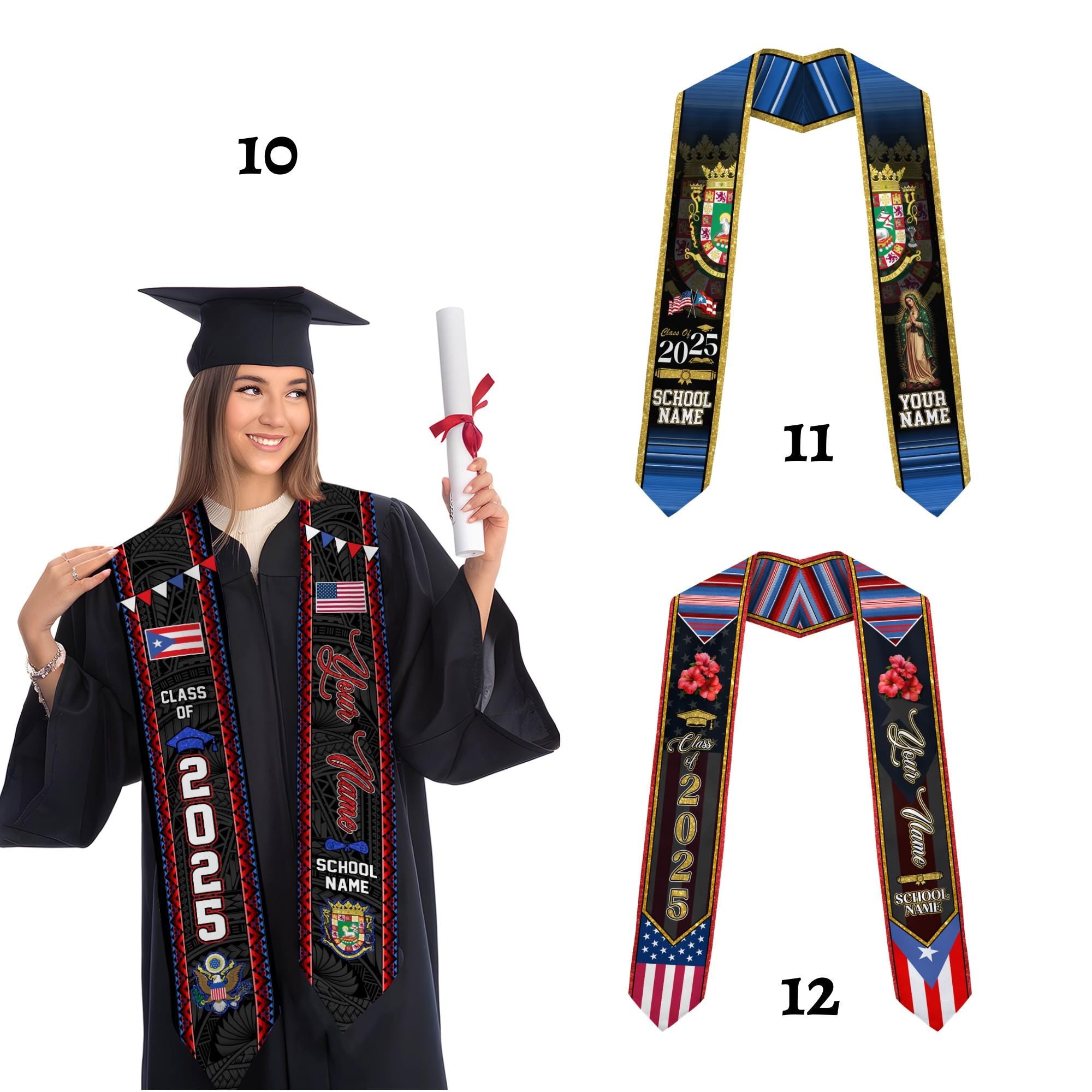 Personalized Puerto Rico Graduation Sash 2025, Puerto Ricans American Flag Graduation Sash 2025, Puerto Rico Graduation Gift Stole 2025