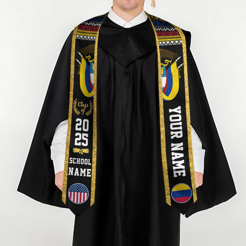 Custom Colombian Graduation Sash 2025, Colombian Graduation Sash, Colombia  American Flag Stole, Colombia Graduation Stole, Graduation Gift