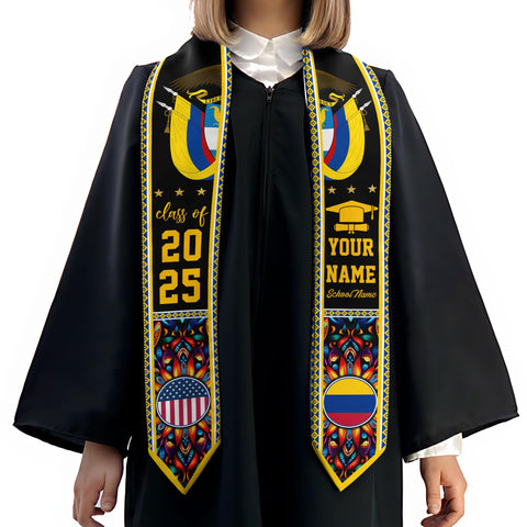Custom Colombian Graduation Sash 2025, Colombian Graduation Sash, Colombia  American Flag Stole, Colombia Graduation Stole, Graduation Gift