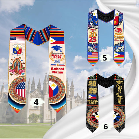 Custom Filipino Graduation Sash 2025,Filipino Graduation Sash,Philippines  American Flag Stole,Philippines Graduation Stole,Graduation Gift