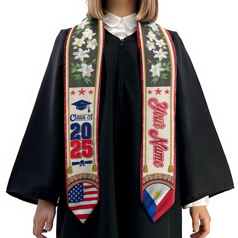 Custom Filipino Graduation Sash 2025,Filipino Graduation Sash,Philippines  American Flag Stole,Philippines Graduation Stole,Graduation Gift
