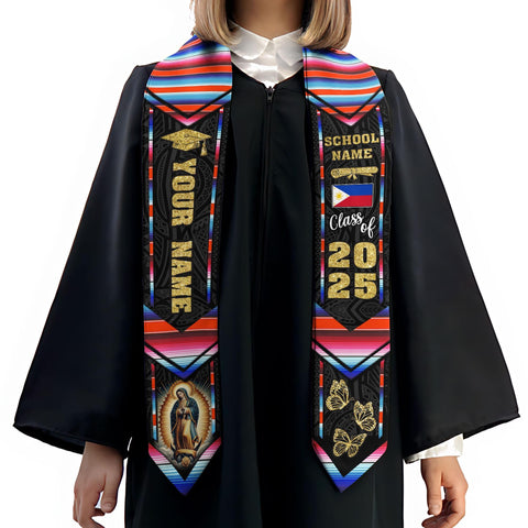 Custom Filipino Graduation Sash 2025,Filipino Graduation Sash,Philippines  American Flag Stole,Philippines Graduation Stole,Graduation Gift