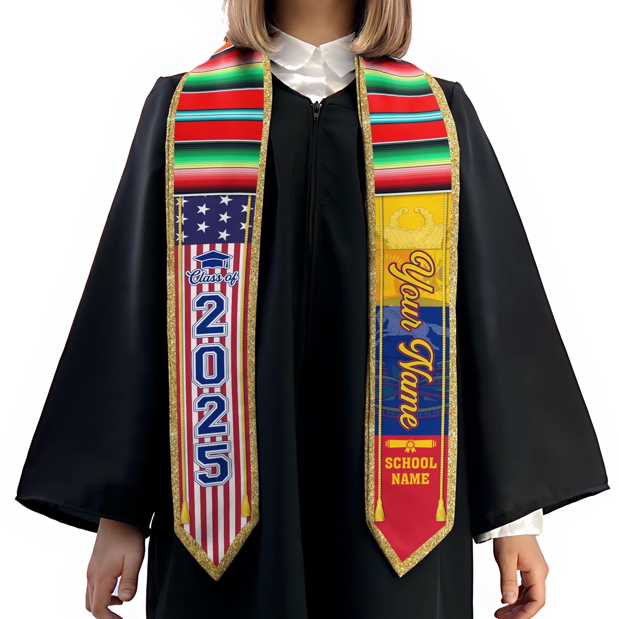 Personalized Venezuela Stole,Custom Venezuela Graduation Sash,Venezuela American Flag Graduation Sash 2025,Venezuela Stole,Venezuela Sash