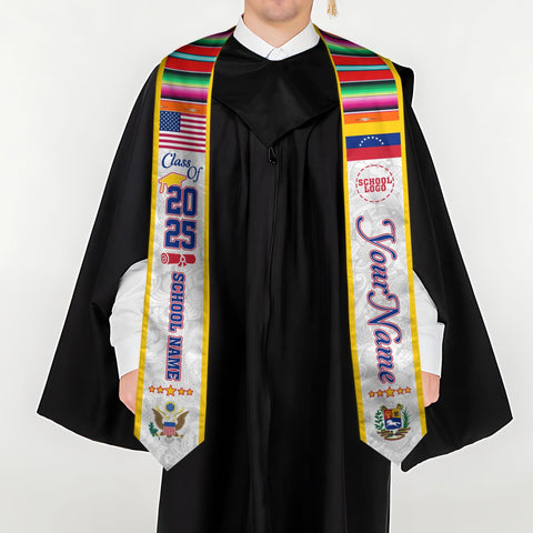 Personalized Venezuela Stole,Custom Venezuela Graduation Sash,Venezuela American Flag Graduation Sash 2025,Venezuela Stole,Venezuela Sash