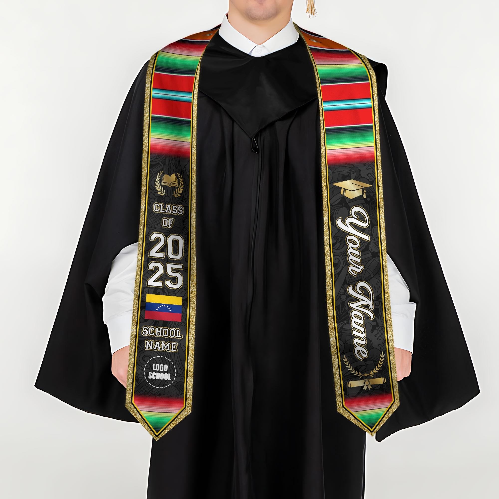 Personalized Venezuela Stole,Custom Venezuela Graduation Sash,Venezuela American Flag Graduation Sash 2025,Venezuela Stole,Venezuela Sash