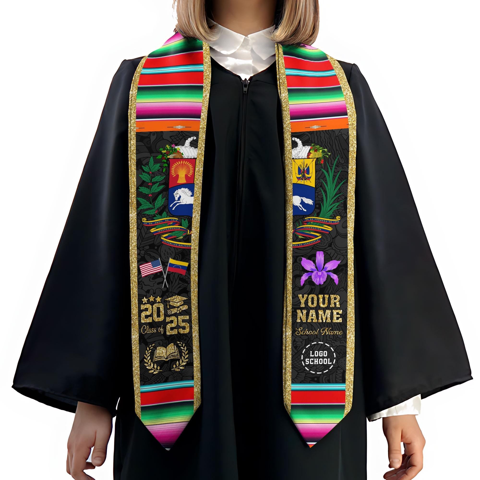 Personalized Venezuela Stole,Custom Venezuela Graduation Sash,Venezuela American Flag Graduation Sash 2025,Venezuela Stole,Venezuela Sash