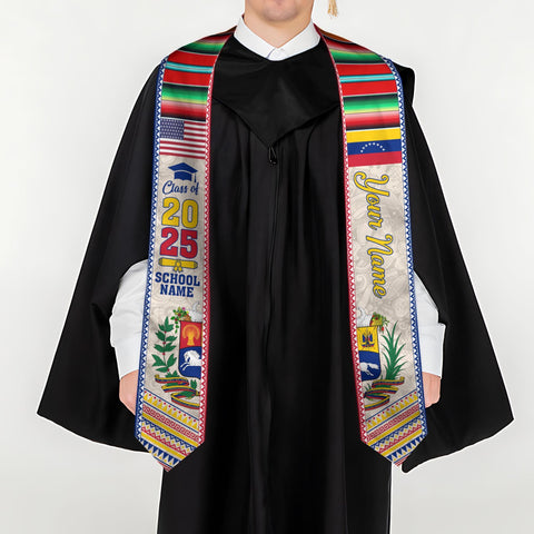 Personalized Venezuela Stole,Custom Venezuela Graduation Sash,Venezuela American Flag Graduation Sash 2025,Venezuela Stole,Venezuela Sash