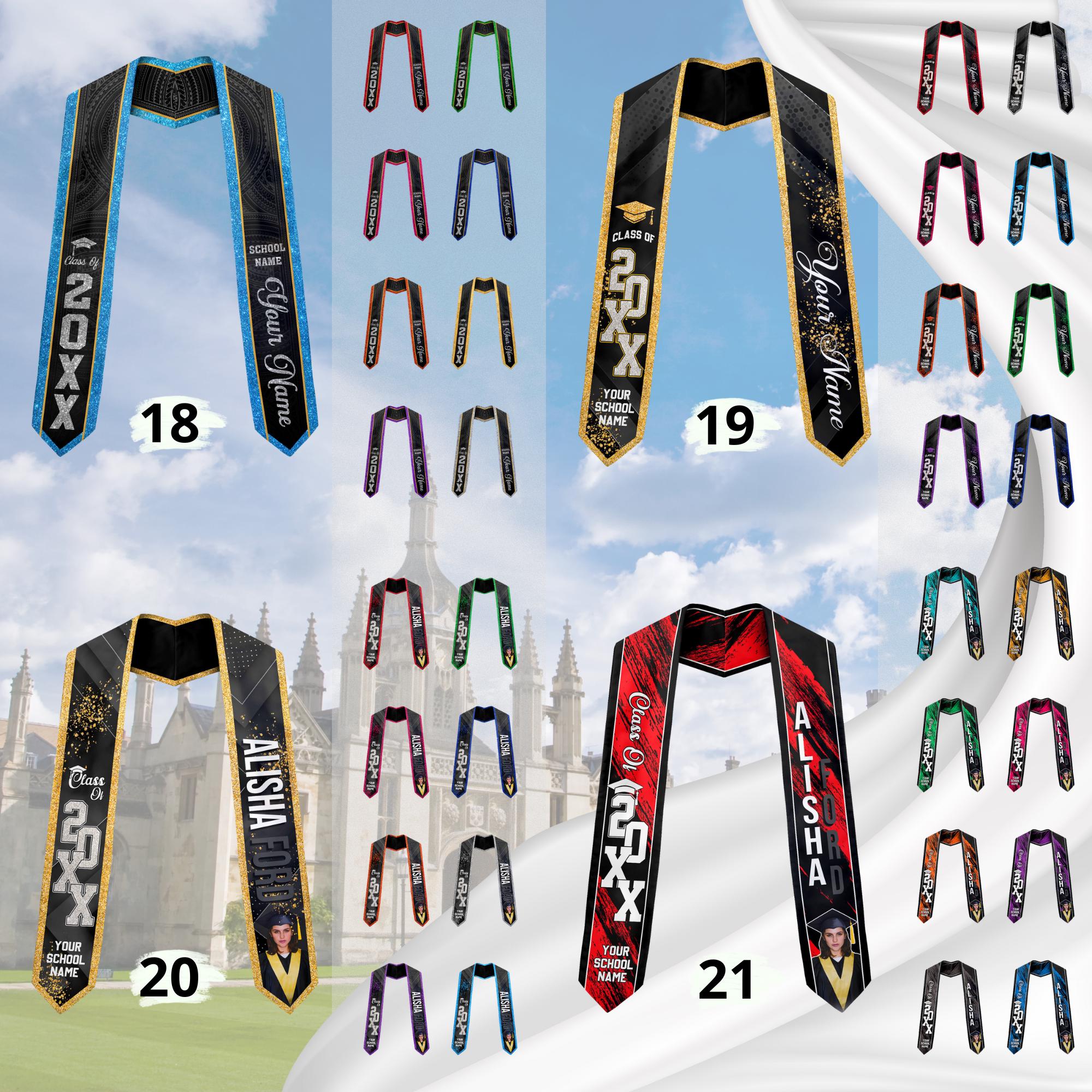 Custom Graduation Stole with photos, Your School Colors Personalized Stole,Personalized Text Grad Stole Sash,Gift for Graduate,Class of 2025