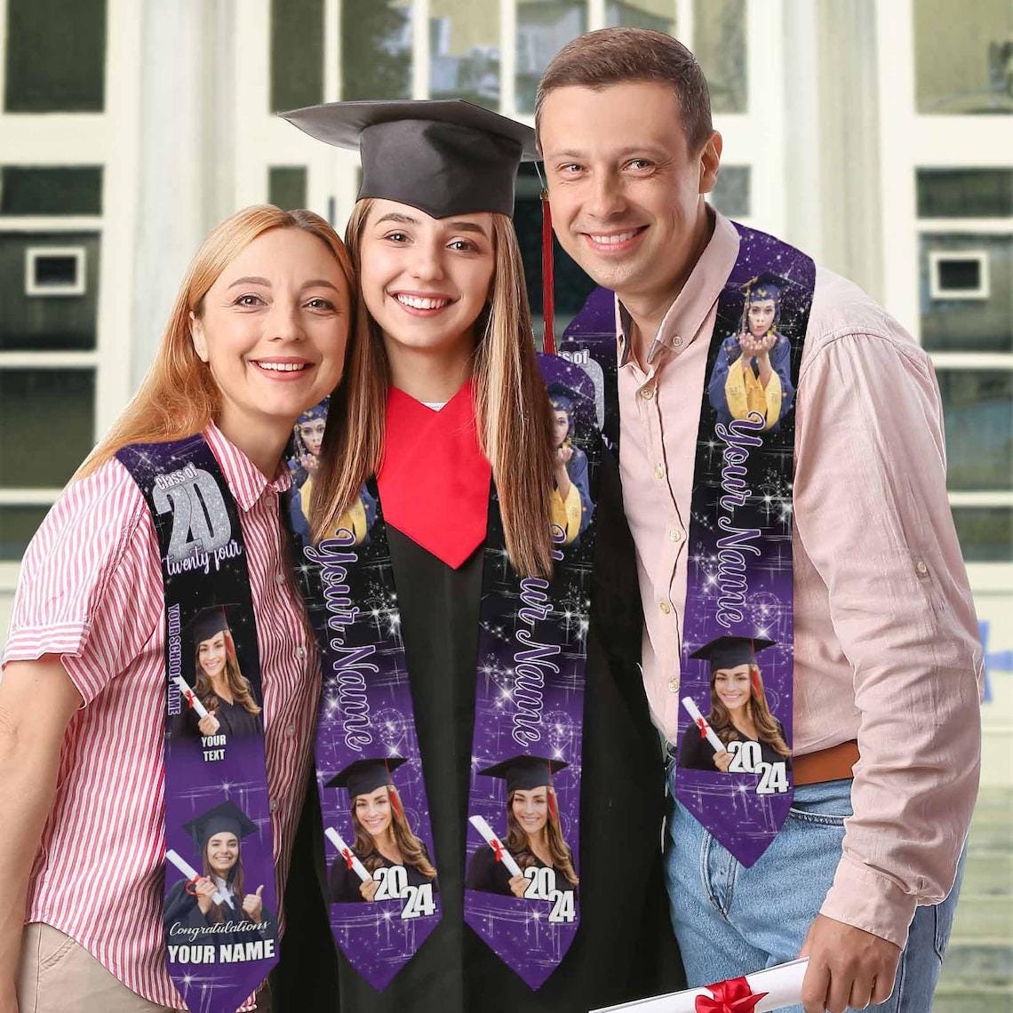 Personalized Congrats 2025 Graduation Stole, Graduation Stole Custom School Name, Your Name, Graduation Sash Gift, Class of 2025 Grad Sash