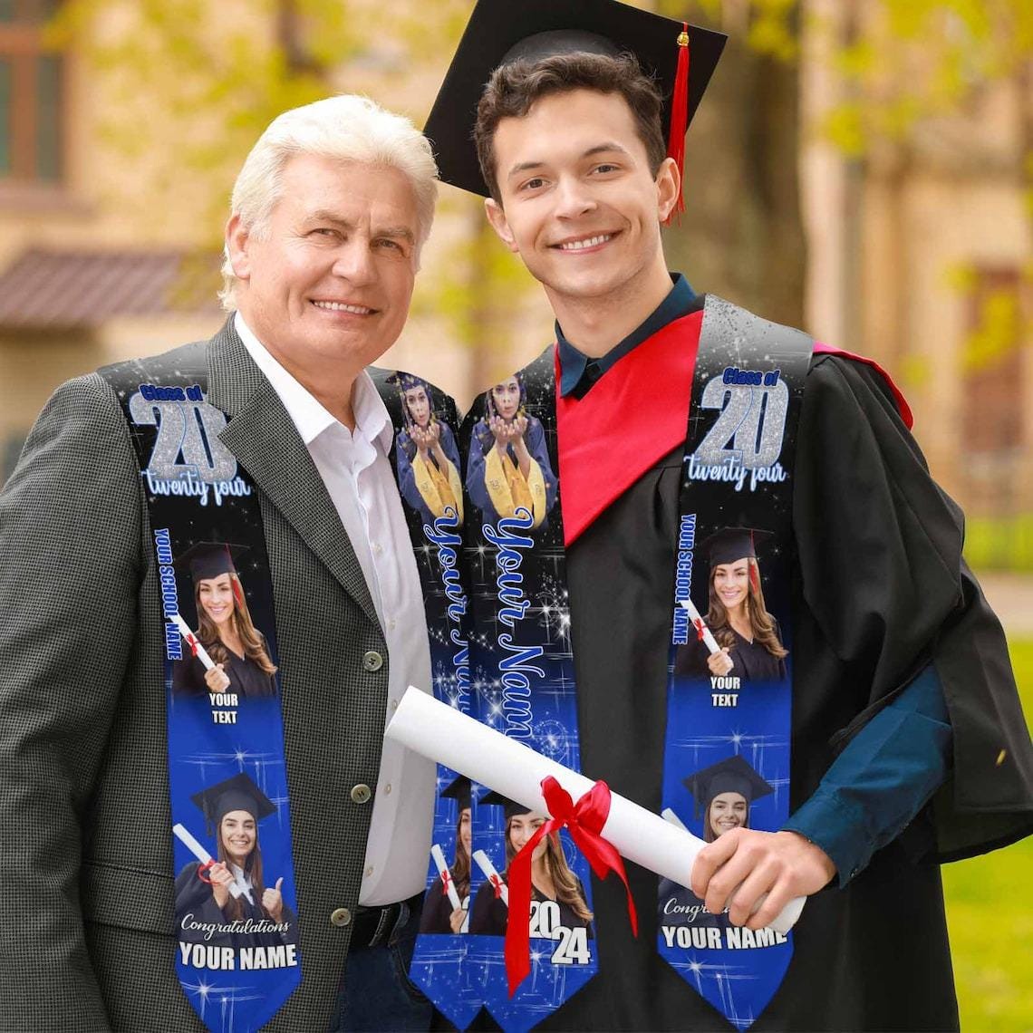 Personalized Congrats 2025 Graduation Stole, Graduation Stole Custom School Name, Your Name, Graduation Sash Gift, Class of 2025 Grad Sash