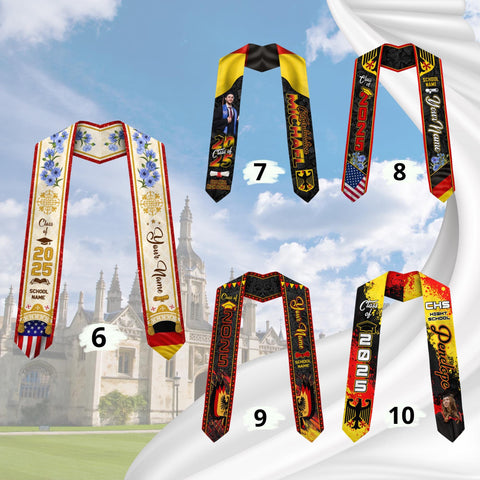 Personalized Germany Stole,Custom Germany Graduation Sash,Germany American Flag Graduation Sash 2025,Germany Stole,Germany Sash