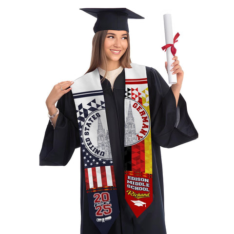 Personalized Germany Stole,Custom Germany Graduation Sash,Germany American Flag Graduation Sash 2025,Germany Stole,Germany Sash