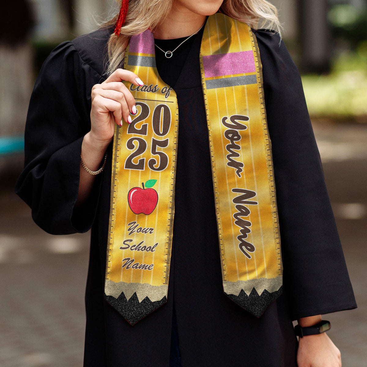 Custom Teacher Graduation Stole Class Of 2025, Teacher Stole 2025,Teacher Stole, Pencil Stole Graduation For Teachers, Sash For Teacher