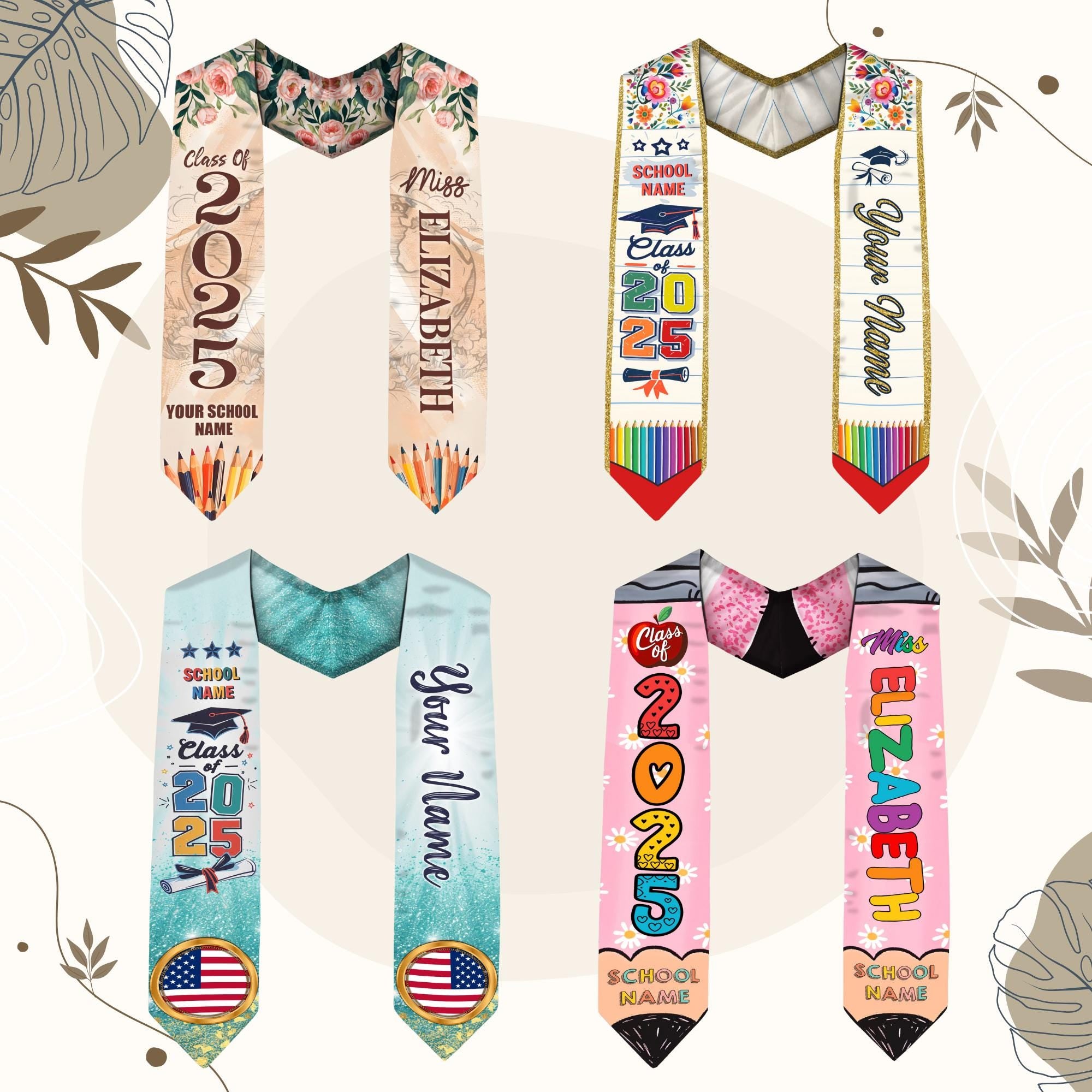 Custom Teacher Graduation Stole Class Of 2025, Teacher Stole 2025,Teacher Stole, Pencil Stole Graduation For Teachers, Sash For Teacher