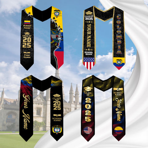 Custom Colombian Graduation Sash 2025, Colombian Graduation Sash, Colombia  American Flag Stole, Colombia Graduation Stole, Graduation Gift