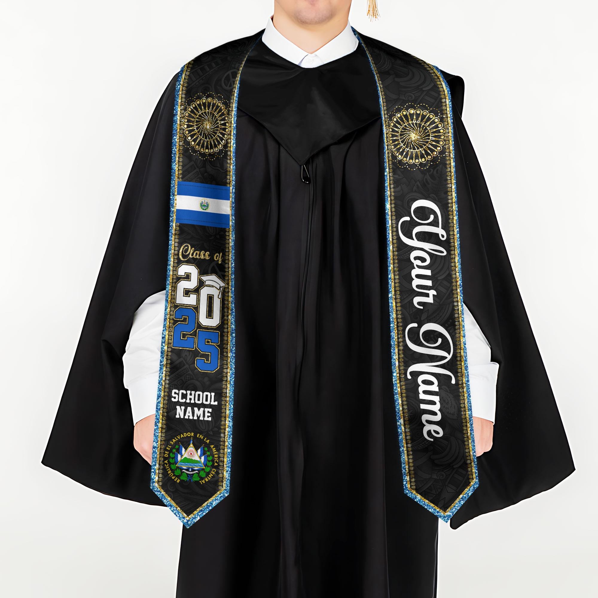 Custom Salvadorans Graduation Sash 2025, El Salvador Graduation Stole 2025, Salvadorans Graduation Sash, Graduation American Flag Stole 2025