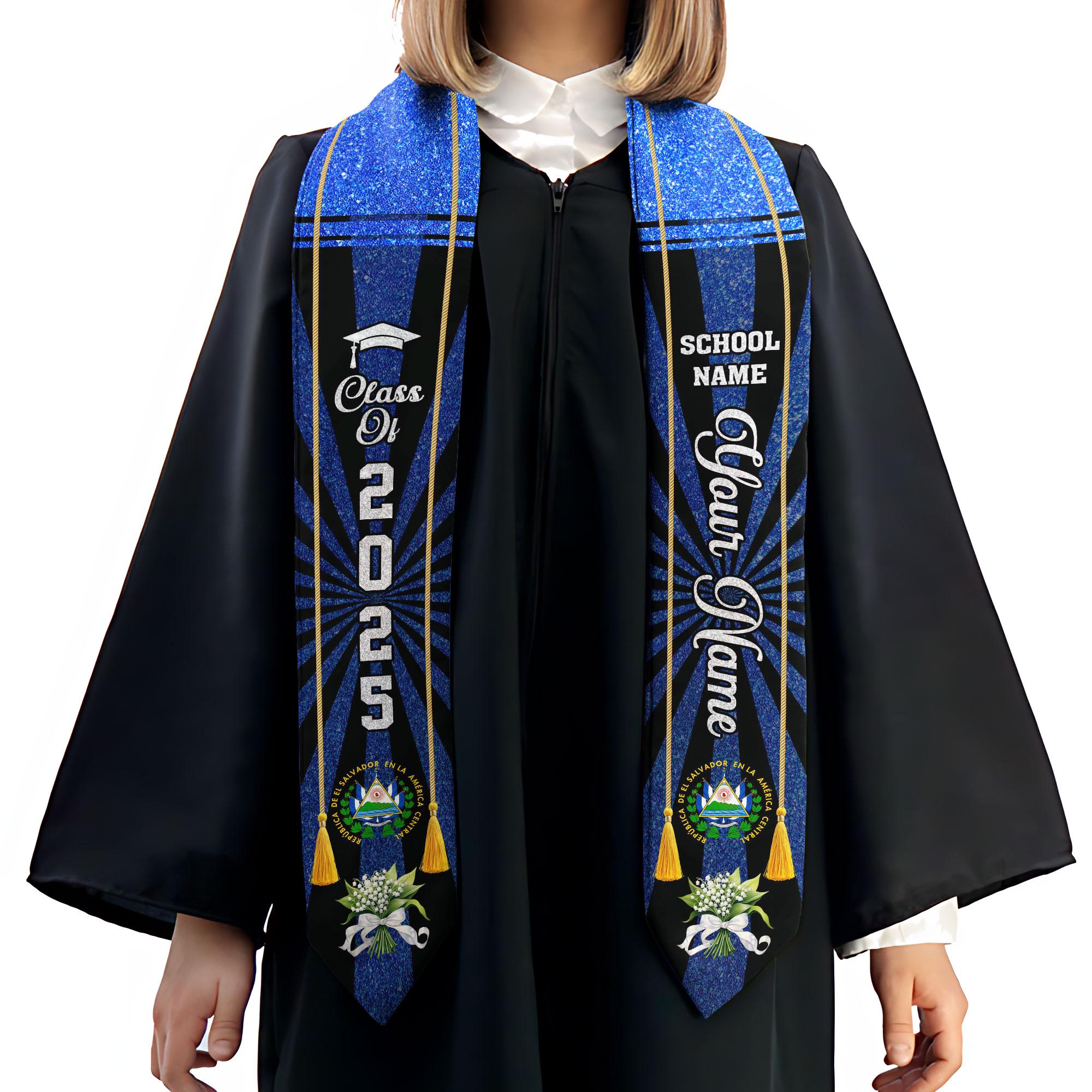 Custom Salvadorans Graduation Sash 2025, El Salvador Graduation Stole 2025, Salvadorans Graduation Sash, Graduation American Flag Stole 2025