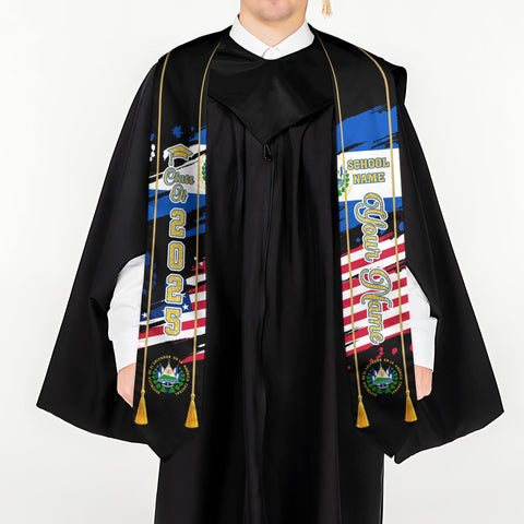 Custom Salvadorans Graduation Sash 2025, El Salvador Graduation Stole 2025, Salvadorans Graduation Sash, Graduation American Flag Stole 2025