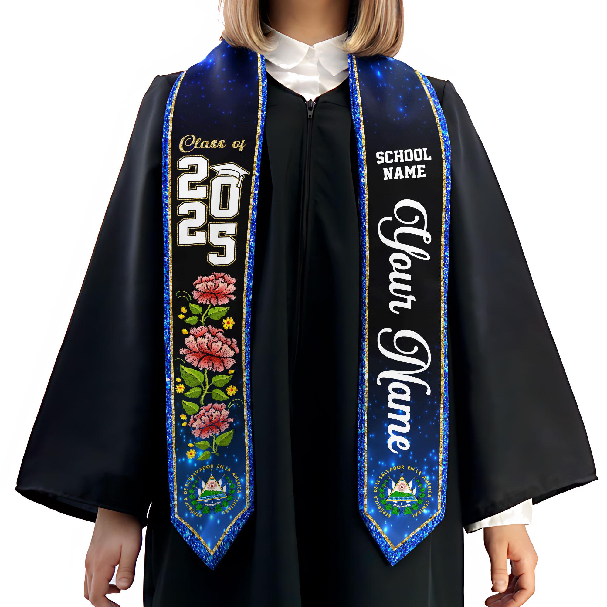 Custom Salvadorans Graduation Sash 2025, El Salvador Graduation Stole 2025, Salvadorans Graduation Sash, Graduation American Flag Stole 2025