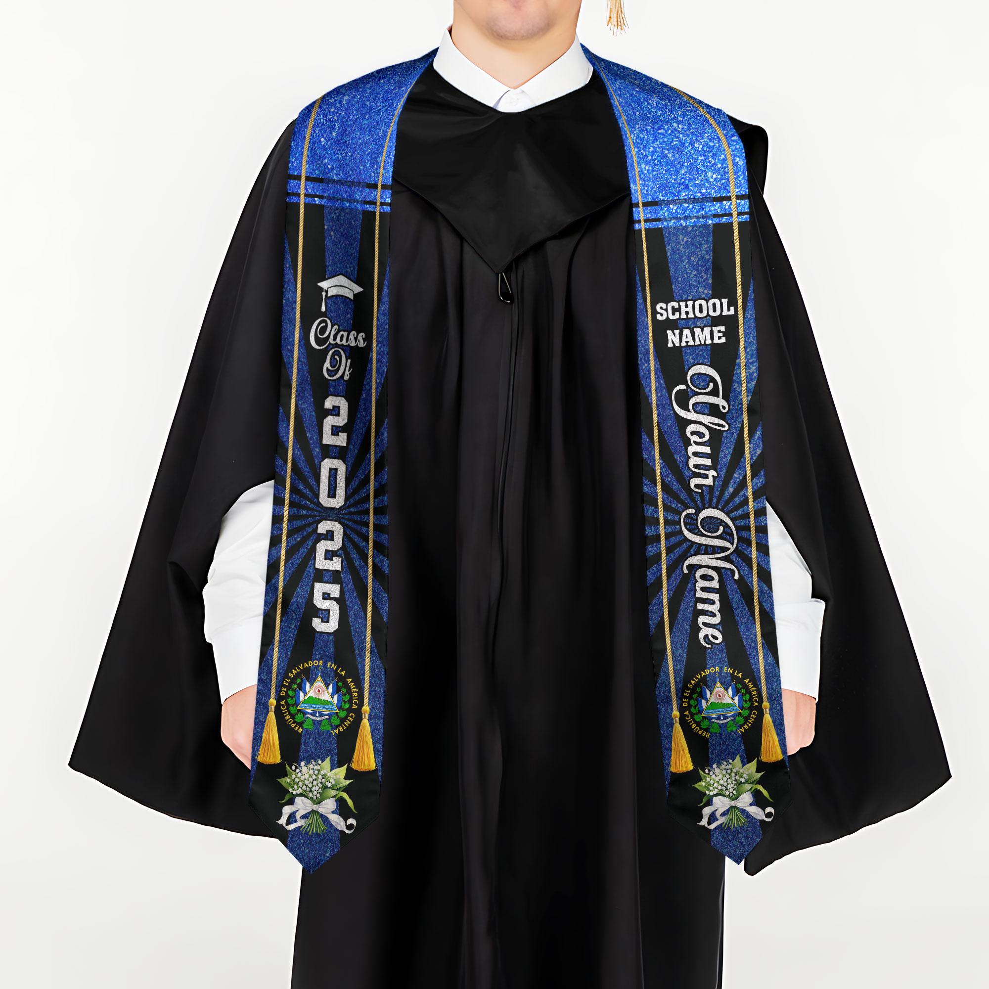 Custom Salvadorans Graduation Sash 2025, El Salvador Graduation Stole 2025, Salvadorans Graduation Sash, Graduation American Flag Stole 2025