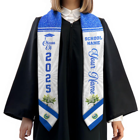 Custom Salvadorans Graduation Sash 2025, El Salvador Graduation Stole 2025, Salvadorans Graduation Sash, Graduation American Flag Stole 2025