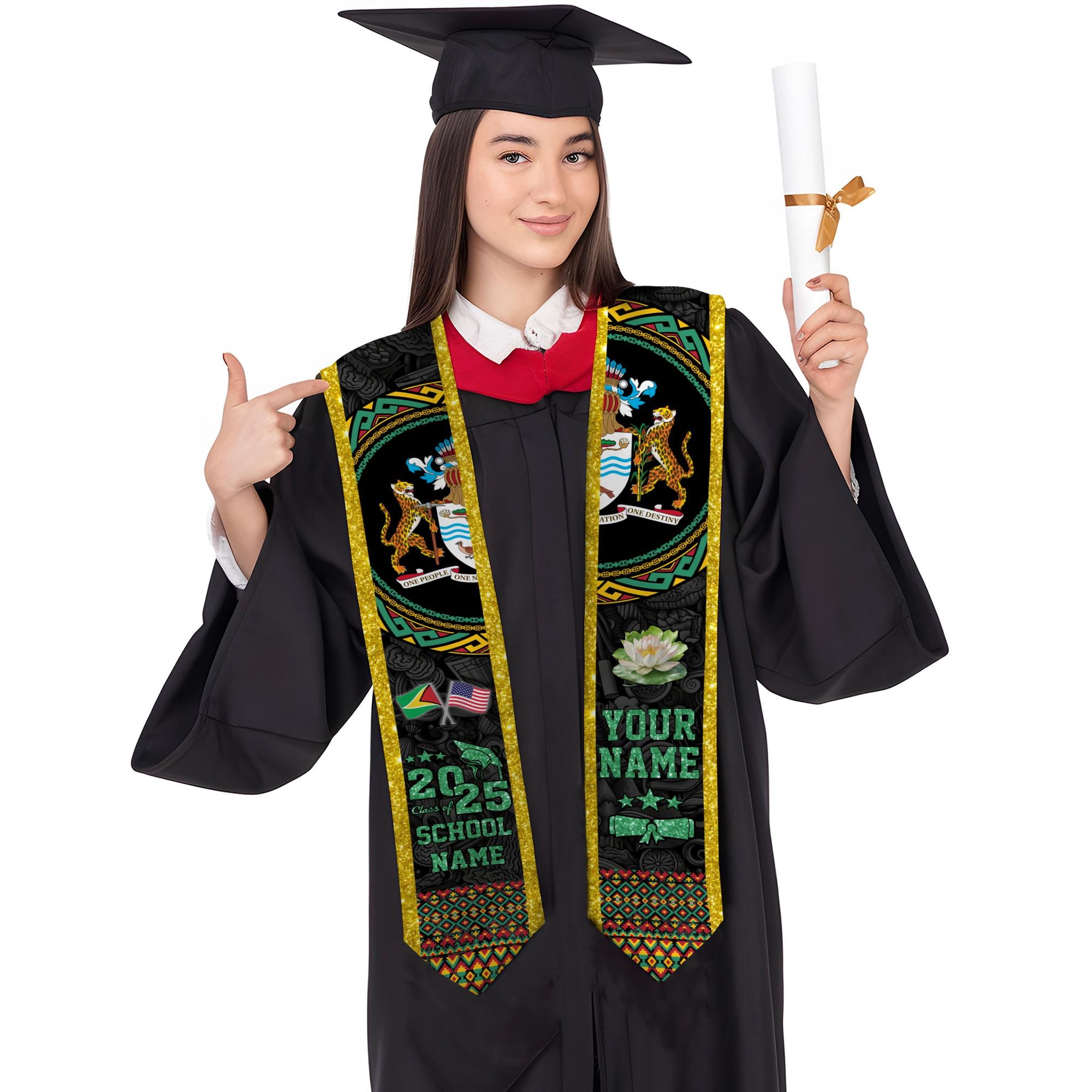 Personalized Guyana Stole,Custom Guyana Graduation Sash, Guyana American Flag Graduation Sash 2025, Guyana Stole, Guyana Graduation Stole