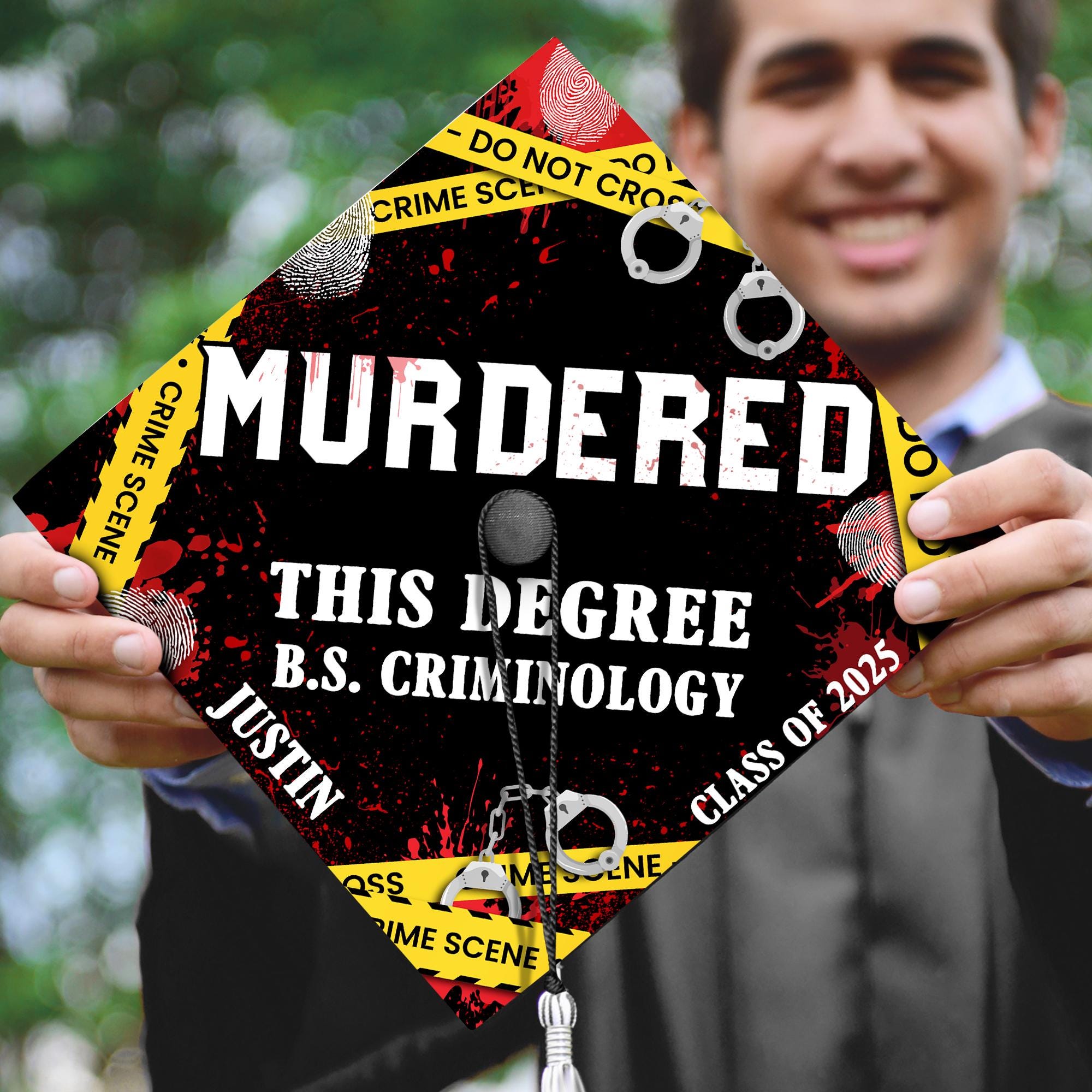 Custom Criminal Justice Graduation Cap, Personalized Criminology Grad Cap Topper, Graduation 2025