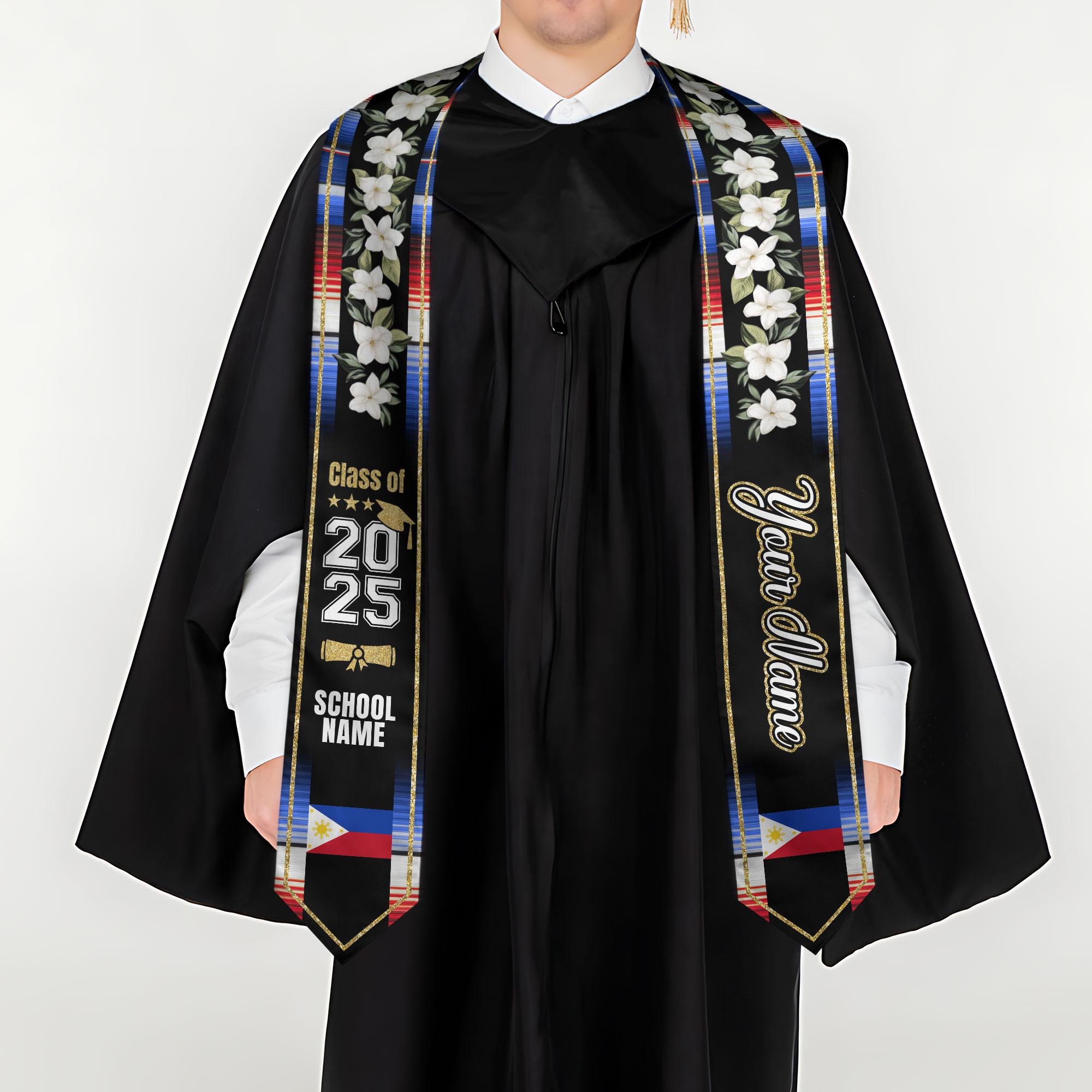 Custom Filipino Graduation Sash 2025,Filipino Graduation Sash,Philippines  American Flag Stole,Philippines Graduation Stole,Graduation Gift