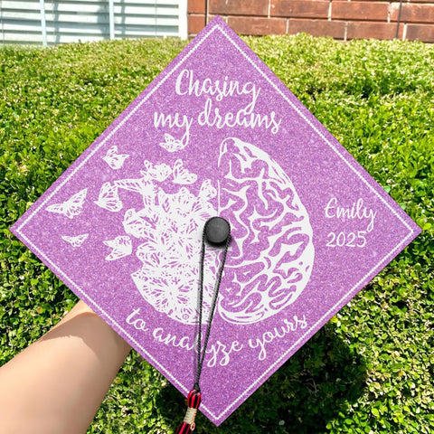 Chasing My Dreams To Analyze Yours Graduation Cap Topper, Customized Psychology Cap Decoration, Class of 2025
