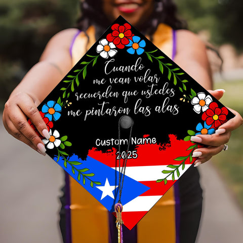 Personalized Latin Graduation Cap Topper, Puerto Rico Grad Cap To Honor Your Hard Work, Class Of 2025