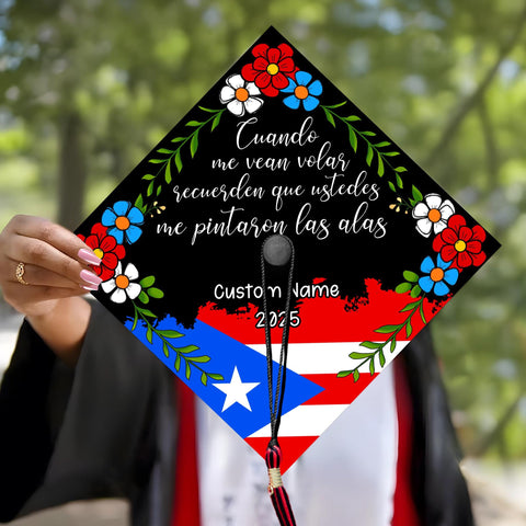 Personalized Latin Graduation Cap Topper, Puerto Rico Grad Cap To Honor Your Hard Work, Class Of 2025