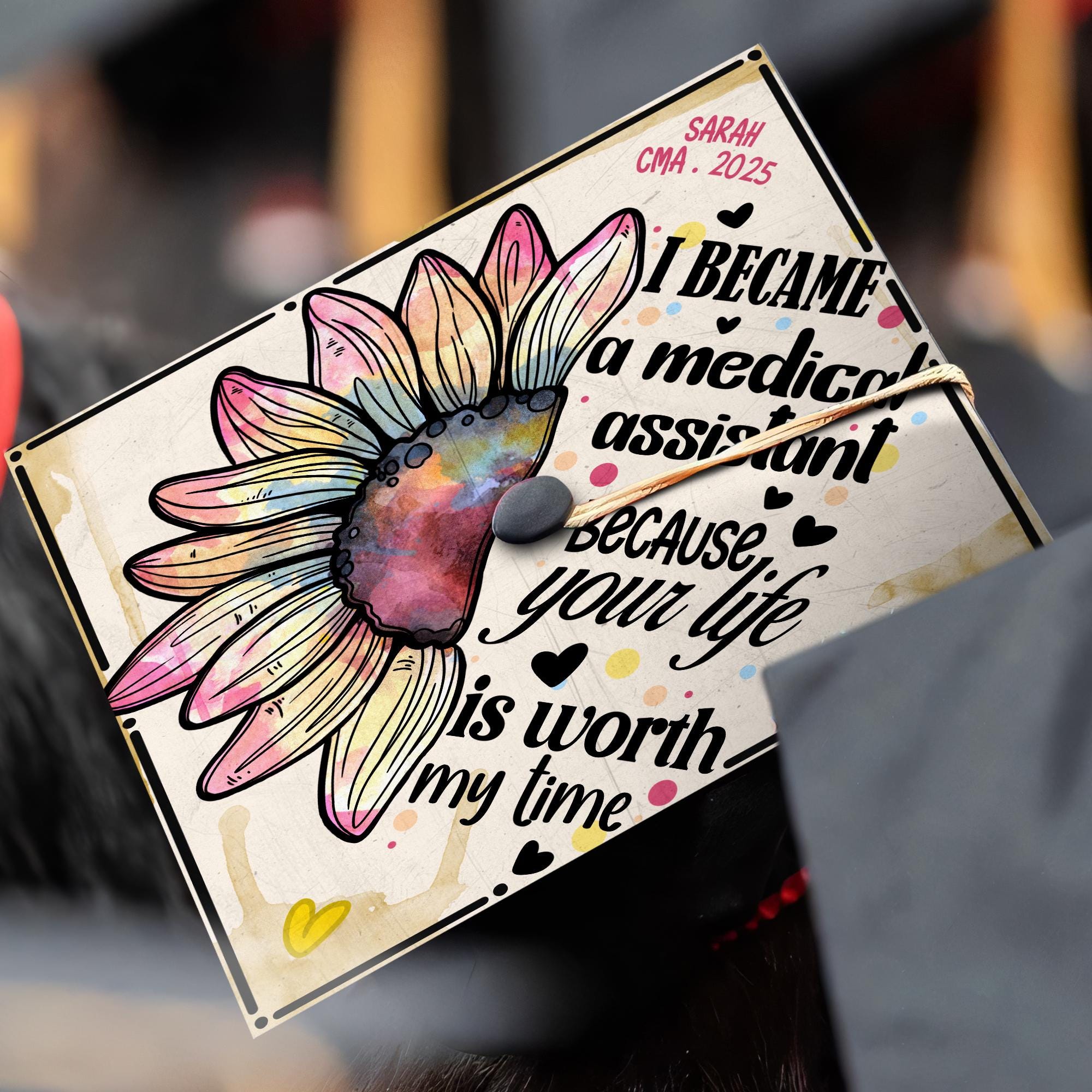 Personalized Medical Assistant Graduation Cap Topper, Custom RN Cap Decoration, Medical School Graduation 2025
