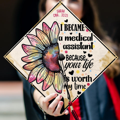 Personalized Medical Assistant Graduation Cap Topper, Custom RN Cap Decoration, Medical School Graduation 2025