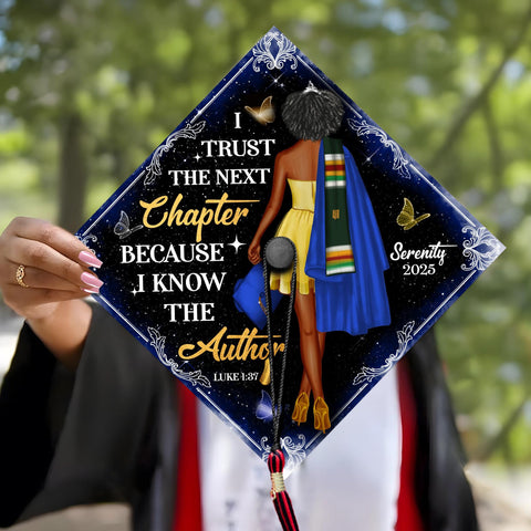 Personalized Religious Graduation Cap Topper with Verses, Black Queen Grad Cap Decoration, Custom Christian Grad Cap
