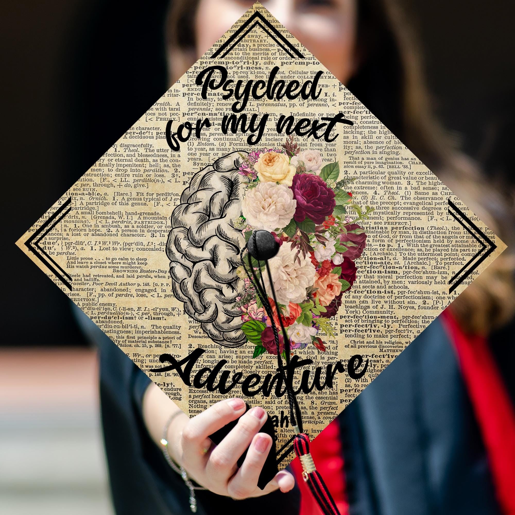 Psyched For My Next Adventure Graduation Cap Topper, Customized Psychology Cap Decoration, Class of 2025