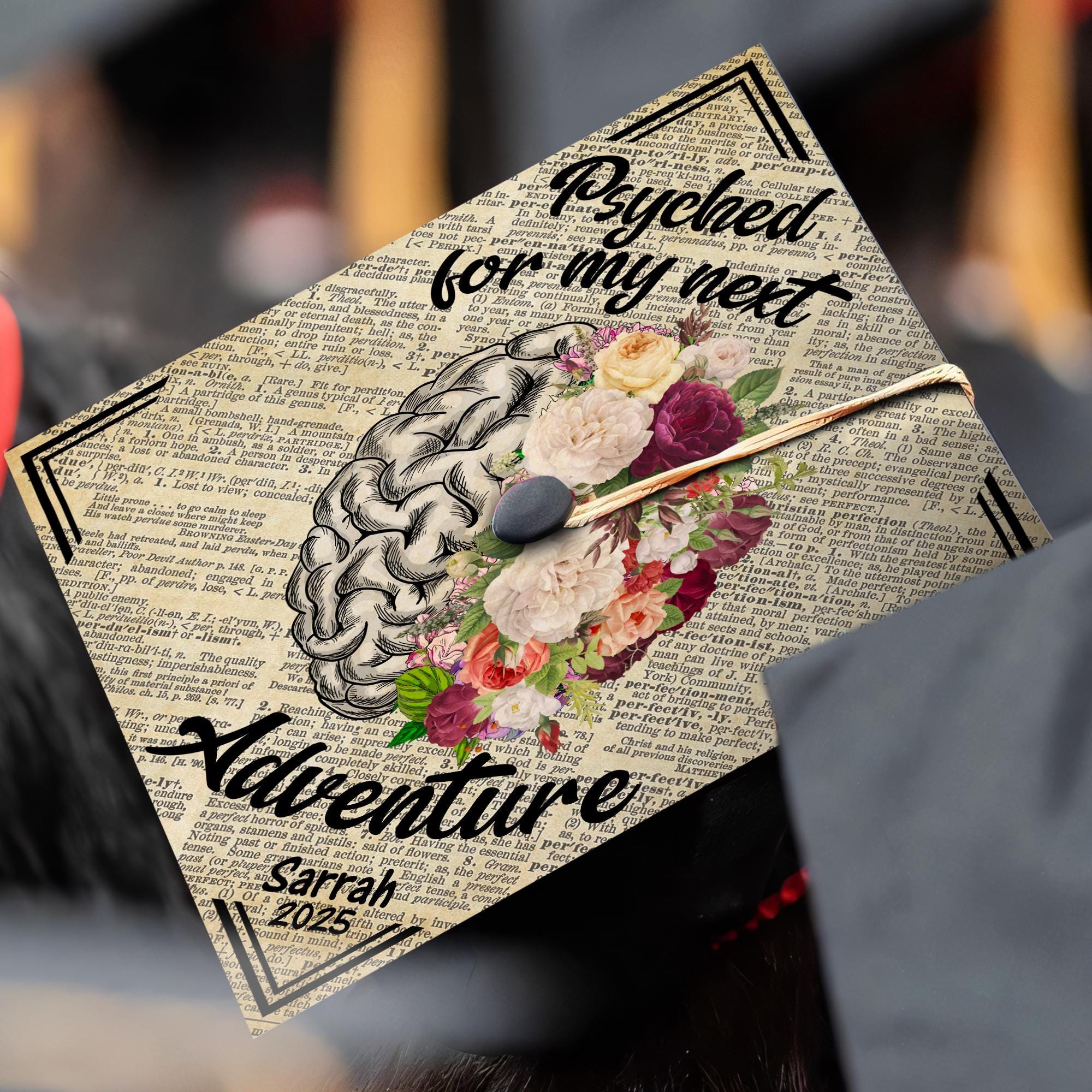 Psyched For My Next Adventure Graduation Cap Topper, Customized Psychology Cap Decoration, Class of 2025