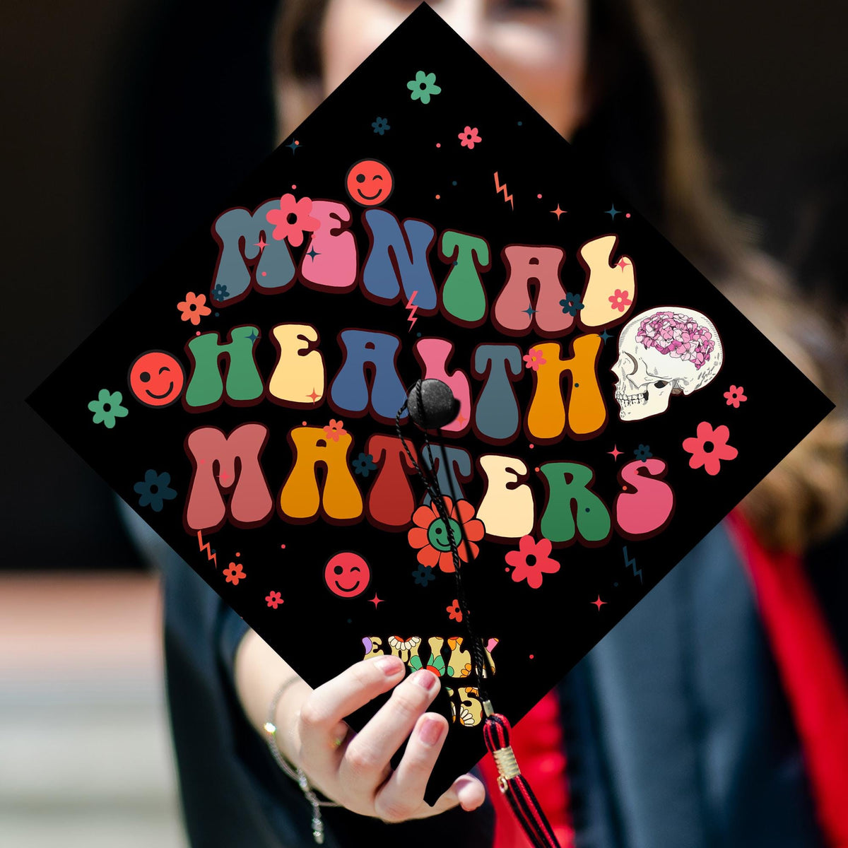 Mental Health Matters Graduation Cap Topper, Customized Psychology Cap Decoration To Celebrate Your Hard Work, Class of 2025