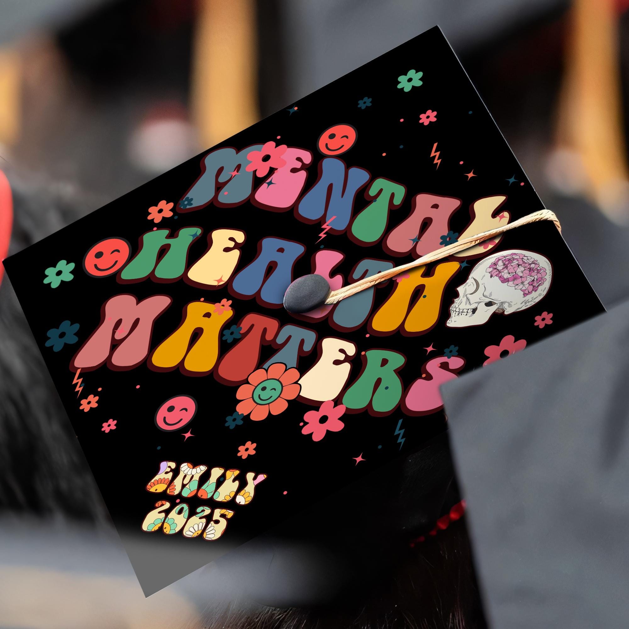 Mental Health Matters Graduation Cap Topper, Customized Psychology Cap Decoration To Celebrate Your Hard Work, Class of 2025