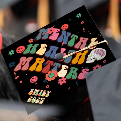 Mental Health Matters Graduation Cap Topper, Customized Psychology Cap Decoration To Celebrate Your Hard Work, Class of 2025