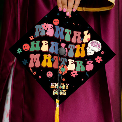Mental Health Matters Graduation Cap Topper, Customized Psychology Cap Decoration To Celebrate Your Hard Work, Class of 2025