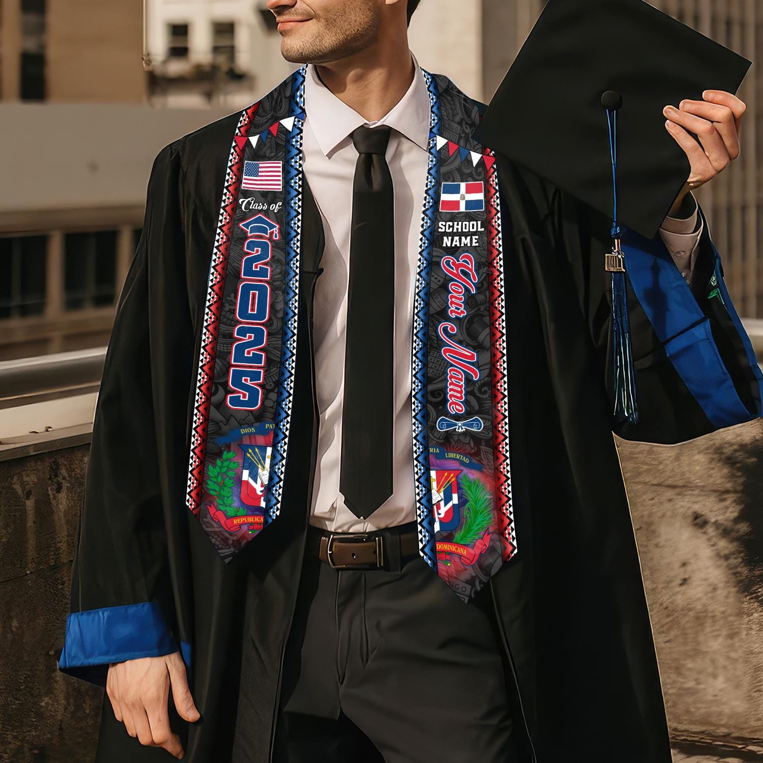 Personalized Dominicans Sash 2025, Dominican Republic Graduation Stole, Dominicans American Graduation 2025,Custom Graduation Stole 2025