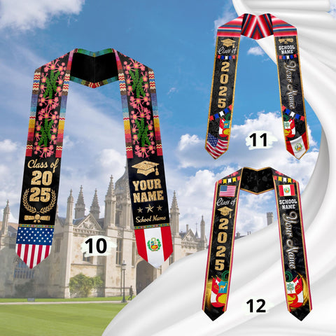 Personalized Peruvians Graduation Sash 2025, Peru American Flag Graduation Stole Custom, Peruvians Graduation Sash 2025, Graduation Gifts