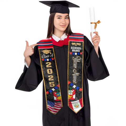 Personalized Peruvians Graduation Sash 2025, Peru American Flag Graduation Stole Custom, Peruvians Graduation Sash 2025, Graduation Gifts