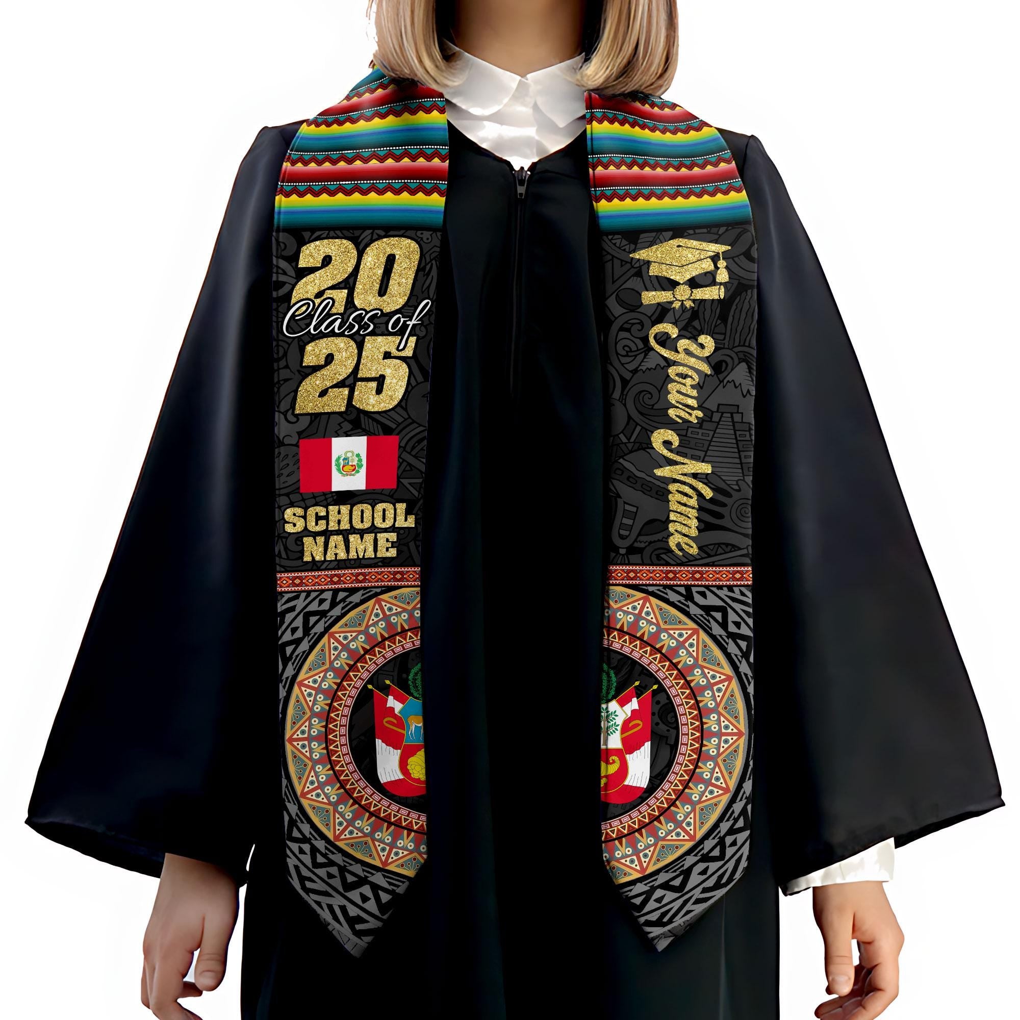 Personalized Peruvians Graduation Sash 2025, Peru American Flag Graduation Stole Custom, Peruvians Graduation Sash 2025, Graduation Gifts
